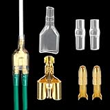 50 Sets Double Spade Connector 2 to 1 Motorcycle Wire Splice - for 4mm Bullet Crimp Terminal Heat Shrink Butt Diameter Male Female 1:2 Transparent Sheath with Sleeve, Electrical Connecting Tool