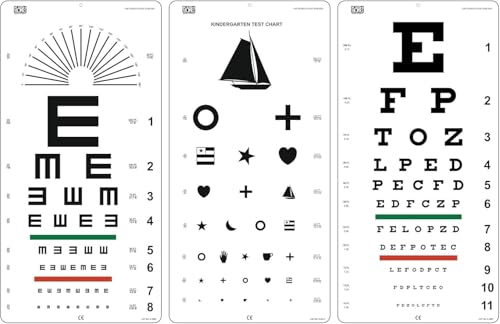 KASHSURG Traditional, Kindergarten, E Illiterate Visual Acuity Eye Chart (Pack of 3) _194_Pack of 1