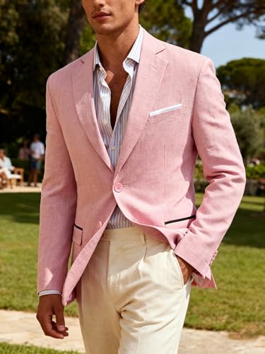 Image of Barry.Wang Mens Casual Blazer Suit Jacket Two Buttons Sport Coat Lightweight Homecoming Business Daily Wedding Dress