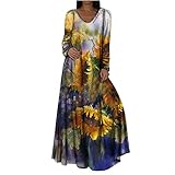 Womens Long Sleeve Beach Dress Plus Size Long Sleeve V Neck Butterfly Graphic Casual Tunic Dresses...