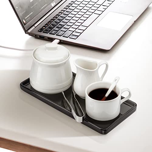 Nucookery 10" Serving Tray,Porcelain Kitchen Rectangle Platter,Ceramic Bathtub Organizer, Black (10", Set/1) #TOP4