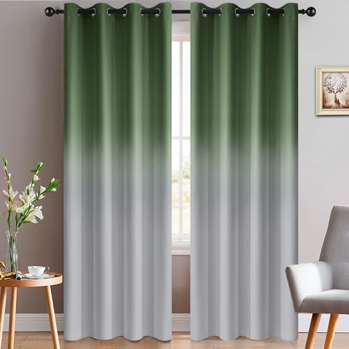 Yakamok light blocking gradient curtains Sage Green 2 panels 52x84