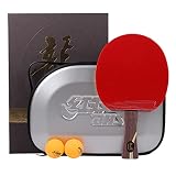 SGAIYUNRT Palas Ping Pong con Placa Base de Carbono y Madera, Potente Paleta de Raquetas de Tenis de Mesa en Goma Profesional/como se Muestra/Mango Corto