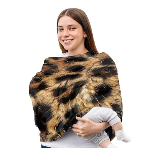 Image of Forchrinse Leopard Print Nursing Cover Breastfeeding Scarf Babies Soft Car Seat Cover for Boys and Girls Infant Carseat Canopy Multi-Use Git