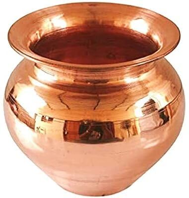 Pure Copper Lota 300ml for Puja | Brown Kalash & Tamba Lota for Pooja | Copper Kalash for Temple | Small Pital & Tamba Lota Set | Copper Pot for Pooja Water & Drinking |-image-44