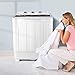 HOMHUM Portable Mini Compact Twin Tub Washing Machine w/Wash and Spin Cycle, 17lbs 2IN1 Washer Spin Dryer Ideal for Dorms, Apartments, RVs, Camping etc, White/Black