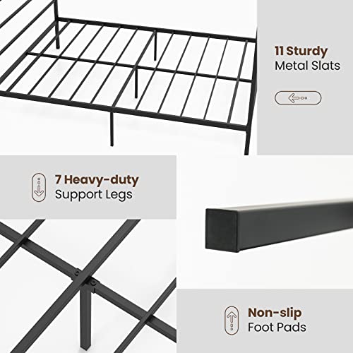 Giantex Full Size Metal Canopy Bed Frame, Modern Platform Bed Frame With 4 Poster & Headboard, Mattress Foundation With Sturdy Metal Slat Support, No Box Spring Needed, Easy Assembly, Black #TOP3