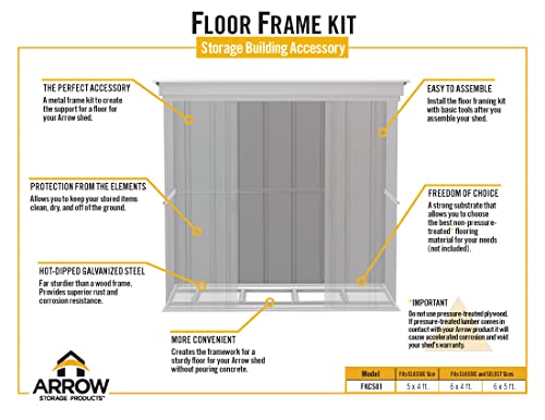 Image of Arrow Sheds Floor Frame Kit for Arrow Classic and Select Storage Sheds, Small Sheds