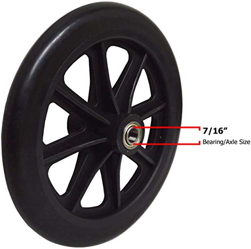8" x 1" Front Wheelchair Wheel (Each), 7/16" (11 mm) Bearing, 2-3/8" (60 mm) Hub Width, Fits Some Medline, Drive, Invacare, E&J, Guardian, ALCO & Other Manual Wheelchairs, (7/16" Bearing/Axle)
