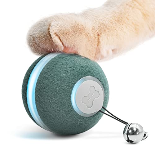 Cheerble [3 Interactive Modes Smart Interactive Cat Toy, Automatic Moving Bouncing Rolling Ball For Indoor Cat Kitten Birthday Gift, Self Rotating Ball With Lights And Bell, Usb Rechargeable Green #TOP3