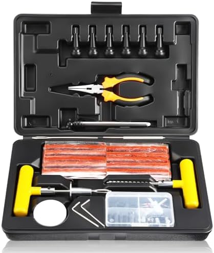AWELCRAFT Reifenreparatur-Set 57-teilig - Für Auto, Motorrad, ATV, LKW, Plug-In Reparatur, Robustes Werkzeug