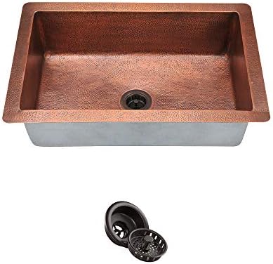 MR Direct 903-ST Copper Undermount 33 in. Single Bowl Kitchen Sink Strainer