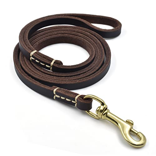 Aoklant Dog Leash - 4Ft 5Ft 6Ft Waterproof Genuine Leather - Dog Training/Walking/Camping Brown #TOP16