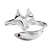 JEWME 925 Sterling Silver Women Fox Tail Rings Fine Jewelry Open Zirconia 5-6.5