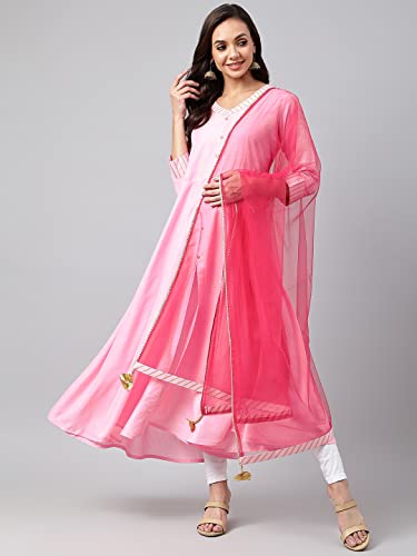 Image of ANNI DESIGNER Women's Cotton Blend Kurta with Dupatta