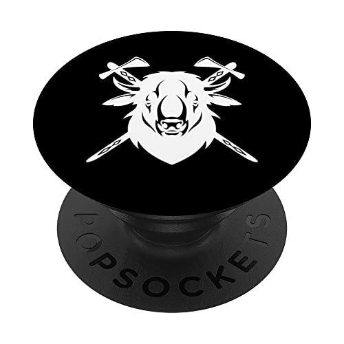 Indigenous Art Bison Tomahawks Southwest PopSockets Swappable PopGrip, Black