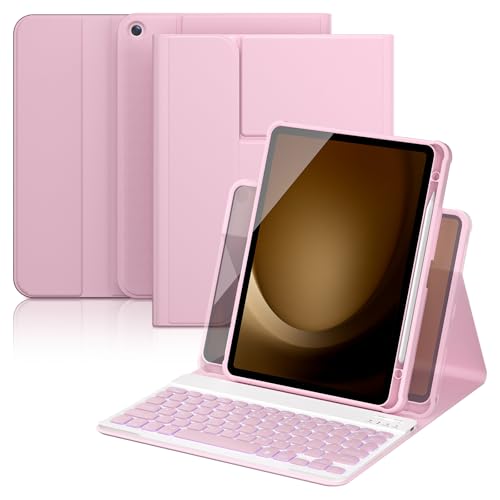 Funda para Galaxy Tab A11 Plus y A9+ ideal para teletrabajo con teclado YBING y giro 360