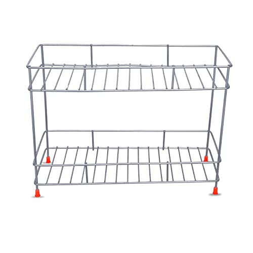 Cri8Hub Multifunctional Heavy Storage Rack Kitchen Rack Under Cabinet Storage Shelf Basket Wire Rack Organizer Storage, Tiered Shelf