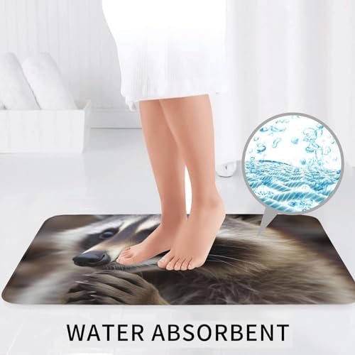 Tapis de bain raton laveur absorbants en lot de 3 microfibres