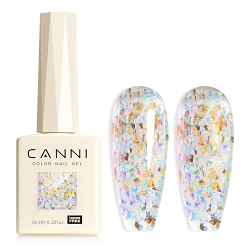 CANNI Esmaltes Semipermanentes de Uñas en Gel Purpurina Glitter Pintauñas Semipermanentes Apto Para Principiantes Manicura 9ml 8079