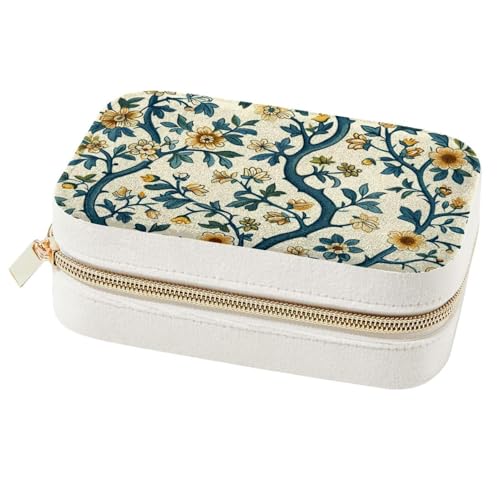Boîte à bijoux portable fleurs jaunes et rangement colliers bagues - 2