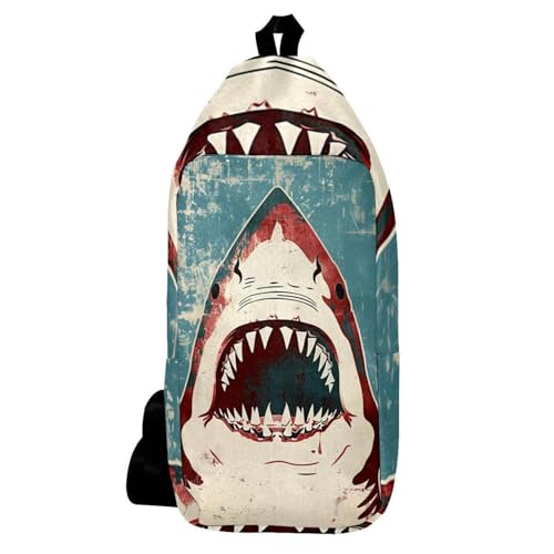 Sac à dos à bandoulière ergonomique requin multicolore compact