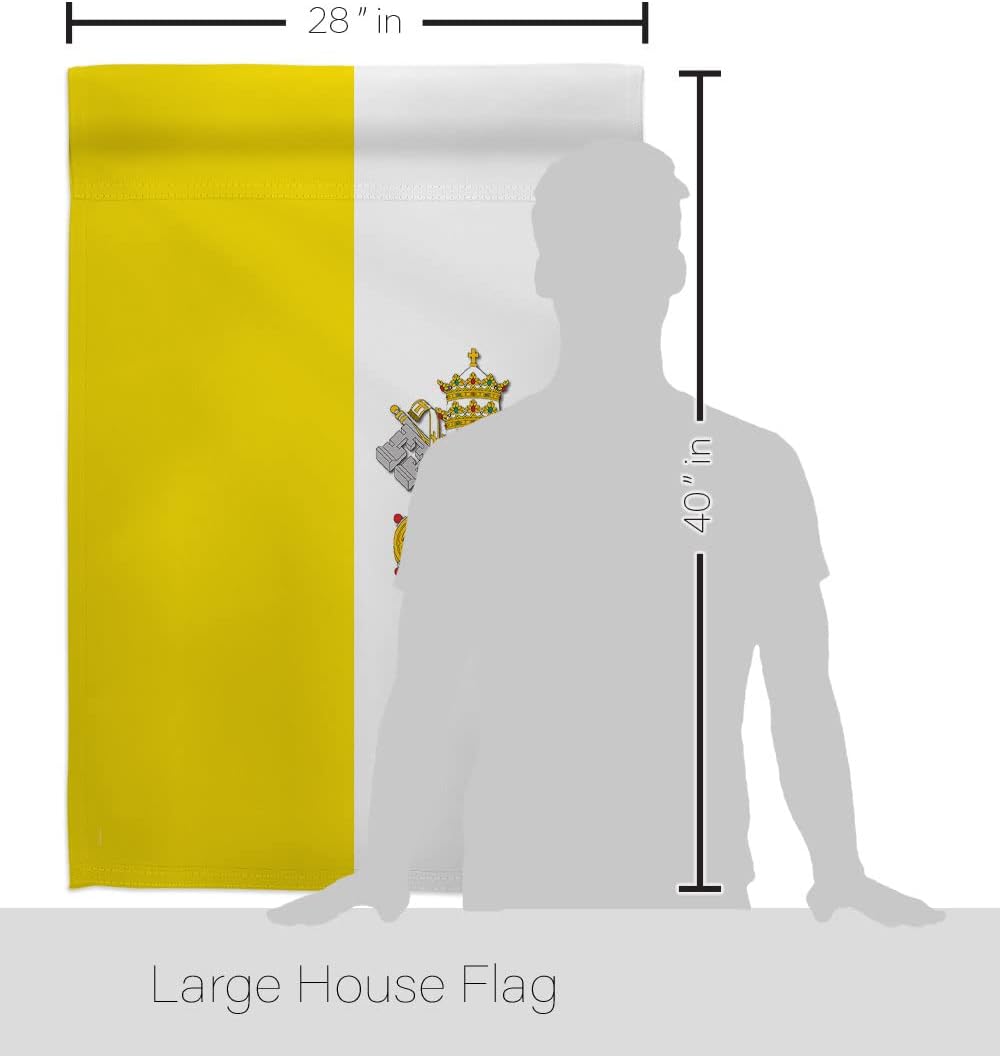Breeze Decor HS108106-BO-03 Vatican City Flags of The World Nationality Impressions Decorative Vertical 28" x 40" Double Sided House Flag Set Wood Dowel with String Hardware