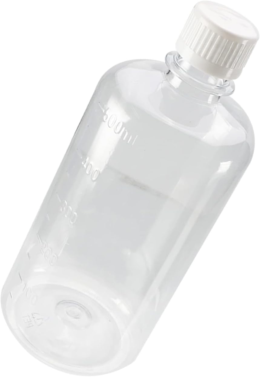 Bettomshin 500ml Plastic Lab Chemical Reagent Bottle Small Mouth Liquid/Solid Storage Container Clear Bottles Tamper Evident White Caps 5Pcs