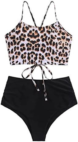 ZAFUL Women High Waisted Bikini Set Two Piece Tummy Control Wrap Swimsuit Lace Up Bathing Suit