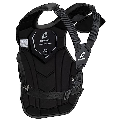 Champro Optimus Mvp Plus Chest Protector For Commotio Cordis With Removable Shoulder Cap, 12", Black #TOP2