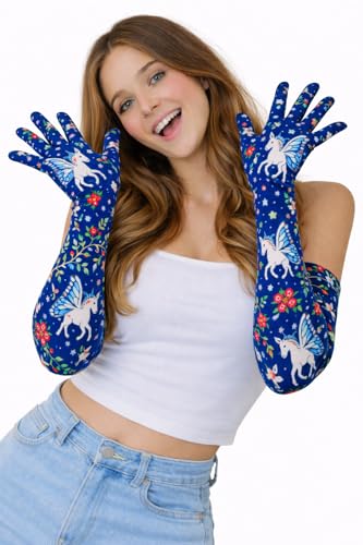 Image of Women's Driving Gloves, Printed Cotton Full Hand Summer Gloves for Protection from Sun Burn /Heat /Pollution (Pack of 1 Pair)