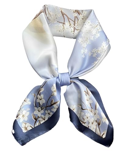 LEEQ Bandana donna in poliestere, Turbante seta, satin silk scarf, sciarpe estive, Sciarpe Stampato Floreale o Righe Scialle Wrap Shawl Elegante da Sera Fazzoletti Collo Regalo, Azzurro chiaro