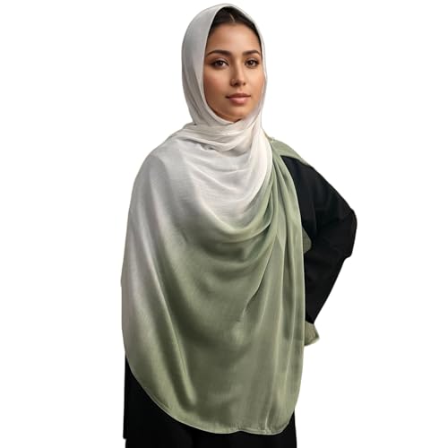 Gradient Dual Color Scarf，Elegant Ombre Headwraps Hijab, Modal Cotton Feel Lightweight Sunscreen Shawls for Women