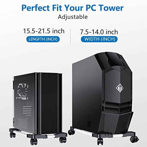 Computer Tower Stand - Adjustable Pc Stand For Most Desktop Towers - Elevate And Organize Your Computer Tower With Desktop Stand - Mobile Cpu Stand Pc Holder Pc Cart Pc Riser For Gamers And Students #TOP2