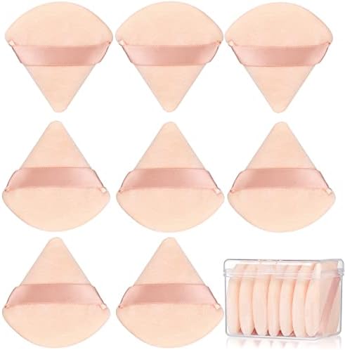 8Pcs Powder Puff, Dual Wet Dry for Triangle Makeup Puff,Nude