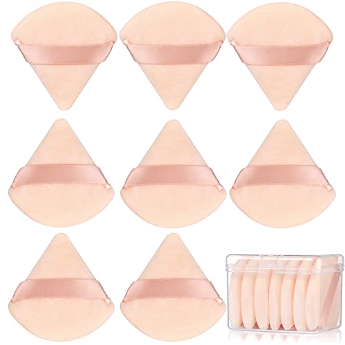 8 Pcs Cotton Powder Puff Face,JASSINS Triangle super soft Both