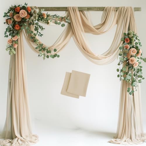 Tela para Arco de Boda 2 Paneles 28.7" x 20FT Champagne miniatura 1