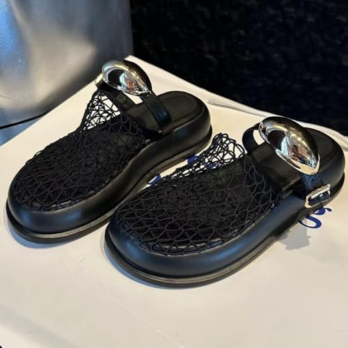 Jelly Mules for Women Woven Clear Mesh Jelly Wedge Sandals Slip On House Slippers Strap Water Flat Barefoot Dress Shoes Waterproof Lightweight Breathable No Slip Thick Chunky Soft Sole Summer Slides2