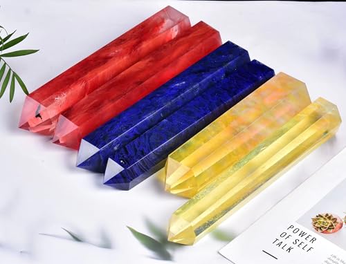 AMOYSTONE Large Smelting Yellow Quartz Wand Artificial Healing Crystal Stone Obelisk Tower 6 Faceted Column Reiki Chakra Meditation Gift 2.2-2.6 LBS by AMOYSTONE - Image 4