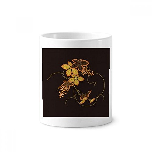 Fleur en céramique porte-brosse à dents peinture japonaise marron idée cadeau originale tasse
