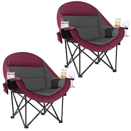 Image of Oversized Camping Chair for Adults 2 Pack - Heavy Duty Outdoor Padded Chair