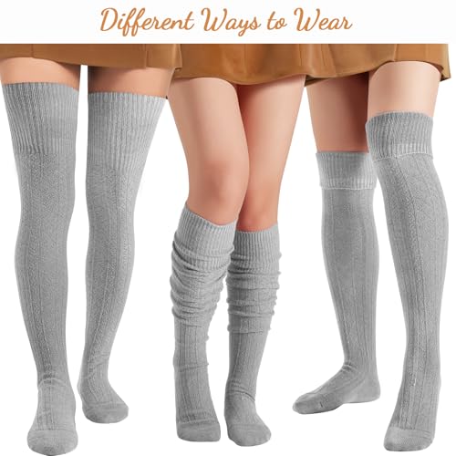 Image of Pleneal Thigh High Socks Womens Over Knee High Boot Socks Knit Leg Warmers