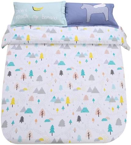 Sandyshow Forest Tree Cotton 2PC Twin Bedding Sets White Christmas Duvet Cover Sets With 4 Corner Ties For Kids, Boys And Girls (Twin, Forest)