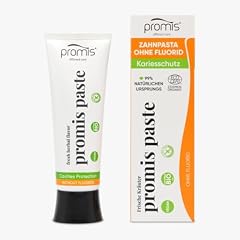 Promis Paste - Dentifricio Senza Fluoro Naturale Anti-Carie per Denti Sensibili, Xylitol, Biologico, Certificato Ecocert Cosmos Organic, Vegano, RDA 46