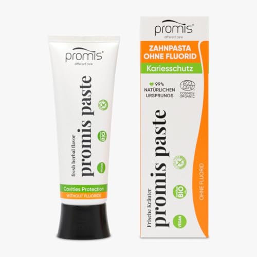 PROMIS Paste Natural Anti-Plaque Toothpaste, Fluoride-Free, Organic, Vegan