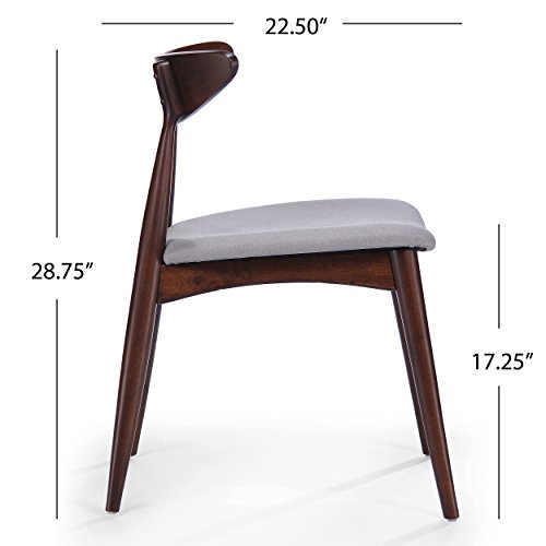 Christopher Knight Home Barron Fabric With Walnut Finish Dining Chairs, 2-Pcs Set, Light Grey / Walnut #TOP21