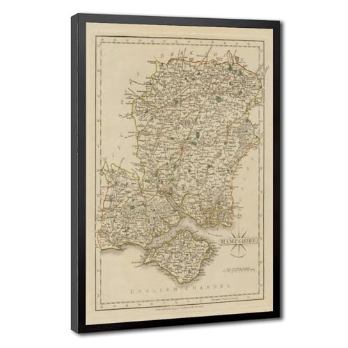 Carte du Hampshire Angleterre 1793 pour créer une ambiance cabinet de curiosités au salon