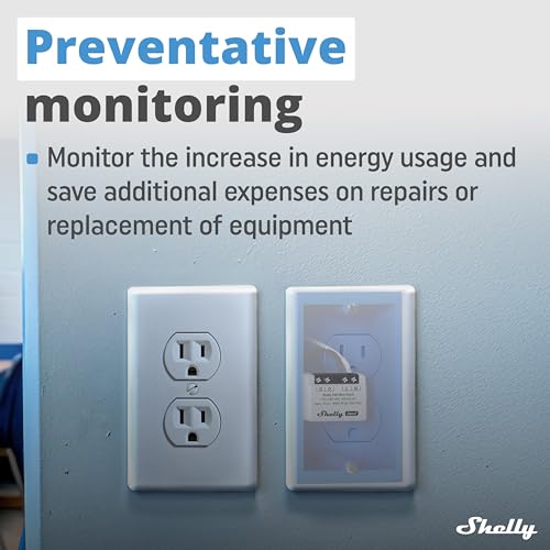 Shelly PM Mini Gen3 Intelligent WiFi and Bluetooth Electricity Meter, 1 Channel 16 A, Power Meter, Compatible with Alexa and Google Home, iOS Android App, No Hub Required