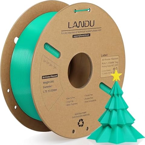 LANDU PLA Filament 1.75mm 1KG(2.2lbs) Dimensional Accuracy +/- 0.02mm 3D Printer Filament Cardboard Spool PLA Filament 3D Printing Materials Green
