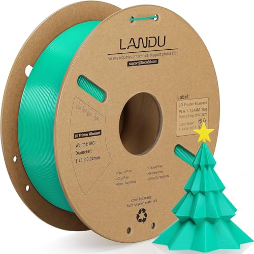 LANDU PLA Filament 1.75mm 1KG(2.2lbs) Dimensional Accuracy +/- 0.02mm 3D Printer Filament Cardboard Spool PLA Filament 3D Printing Materials Green